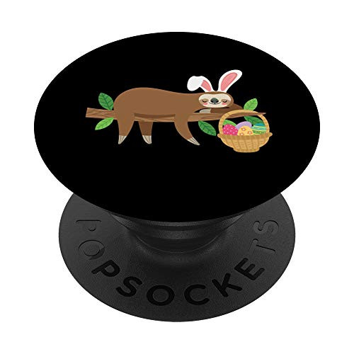 Sloth with Easter Bunny Ears Basket Easter Eggs PopSockets Grip and Stand for Phones and Tablets