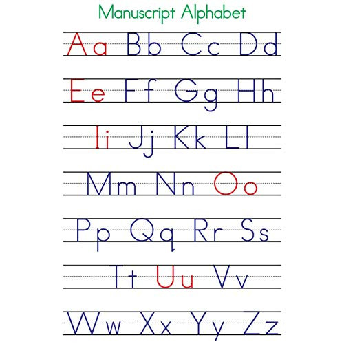 Ring Cards Manuscript Alphabet Red Vowels Educational Laminated Chart