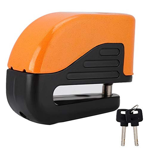 BTIHCEUOT Motorcycle Bike Disc Lock- with Security Alarming System Anti-Theft Brake Lock for Scooter Bicycle-Orange-