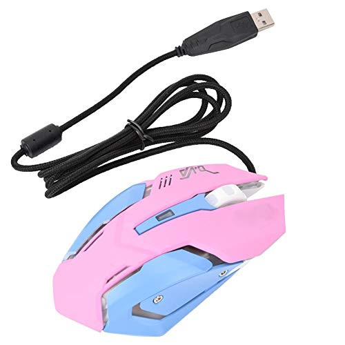 3200DPI Wired Gaming Mouse- High Sensitivity Pink Gaming Mouse Comfortable Grasping Gaming Mouse Ergonomic Design with LED Light Suitable for Windows XP- Vista- Windows 7/8 and Mac OS