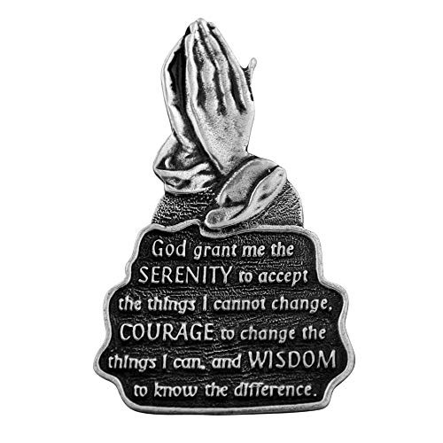 VILLAGE GIFT IMPORTERS Assorted Holy Subject Visor Clips | 30 Different Auto Clips | Beautiful Prayers and Subjects | Durable Genuine Pewter Metal | Christian Automotive -Serenity Prayer Hands Clip-