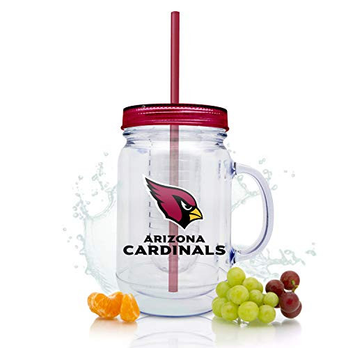 NFL Arizona Cardinals 16oz Plastic Infuser Mason Jar with Straw