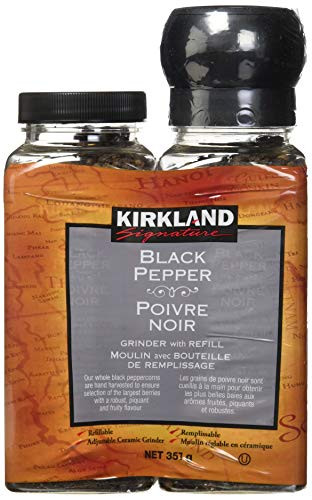Kirkland Signature Black Pepper Adjustable Grinder with Refill- 12.6 Ounces