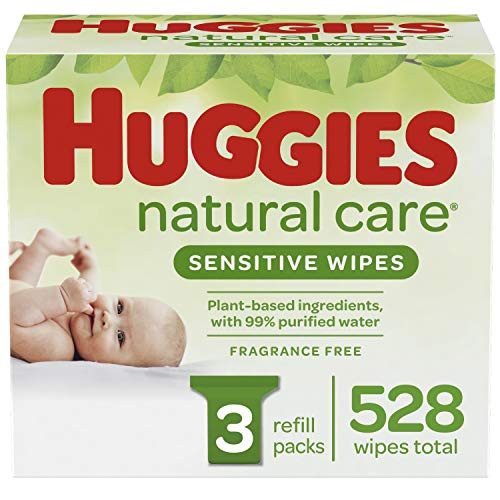 Huggies Natural Care Sensitive Baby Wipes- Unscented- 3 Refill Packs -528 Wipes Total-