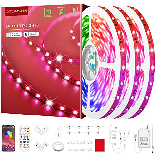 50ft Led Strip Lights Music Sync Color Changing 5050 RGB Led Light Strips Kit- Led Lights for Bedroom- Kitchen- Home Decoration