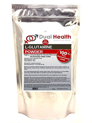 Pure L-Glutamine 5000mg Powder -100 Grams -3.5 oz-- Bulk Supplements