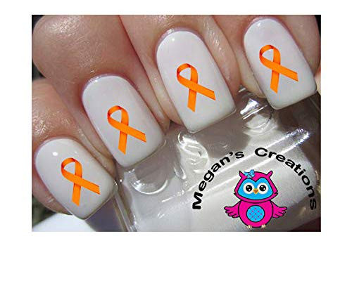 Orange Ribbon Multiple Sclerosis- Lupus- Leukemia Awareness Nail Art Decals - Set of 50 Decals