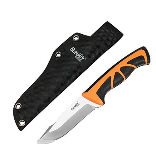 Fixed Blade Tactical Knives Straight Camping Survival Knife with Nylon Sheath 8.9in 7CR17 German High Carbon Steel Full Tang Outdoor Knife Anti-skidding Handle Drop Point Blade Orange Black