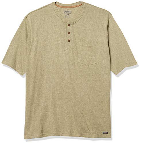 Smith's Workwear Men's Long Tail Short Sleeve Henley- Sage Heather- 2XL