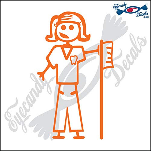 Eyecandy Decals Stick Family Lady Dental HYGENIST 5inch Orange Decal