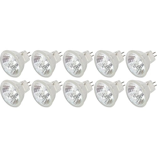 Simba Lighting MR11 Halogen 20W 12V FTD Spotlight Light Bulbs -10 Pack- 2-Pin 220lm for Landscape- Accent- Track Lights- and Fiber Optics- GU4 Bi-Pin Base- Glass Cover- Warm White 2700K Dimmable