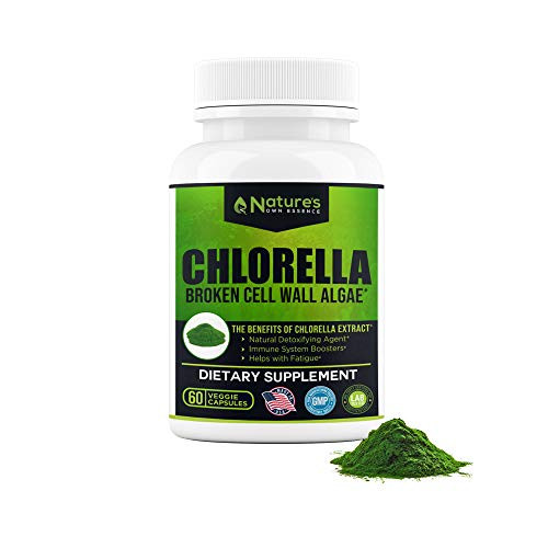 Chlorella Food Supplement - Pure Broken Cell Wall Algae - Natural Antioxidant High Protein Superfood - Detox- Digestive Health- Immune  and  Energy Booster - 60 Vegetarian Capsules - Made in USA