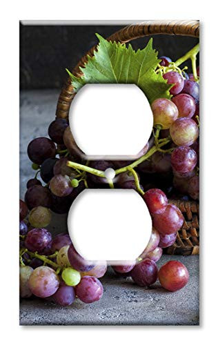 Art Plates OVER SIZED Outlet Cover/OVERSIZE Outlet Switch Plate - Purple Grapes in a Basket