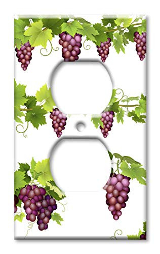 Art Plates OVER SIZED Outlet Cover/OVERSIZE Outlet Switch Plate - Purple Grapes on Vines