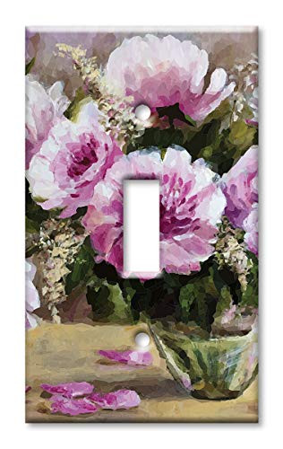 Art Plates 1-Gang Toggle OVERSIZE Switch Plate/OVER SIZE Wall Plate - Purple Flowers in a Vase