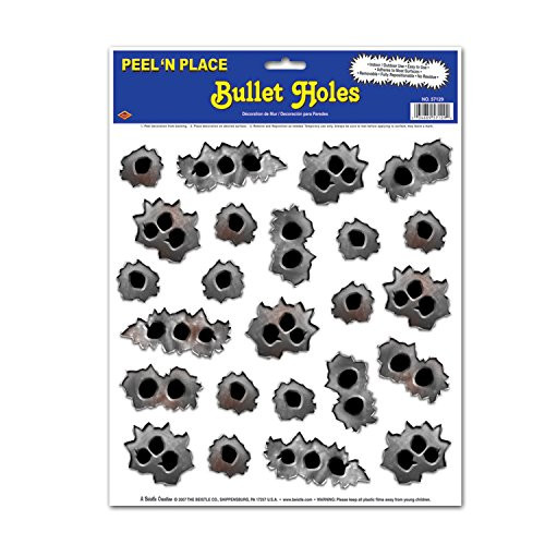 Beistle Bullet Holes Peel N Place Party Accessory -24/Sh- -3-Pack-