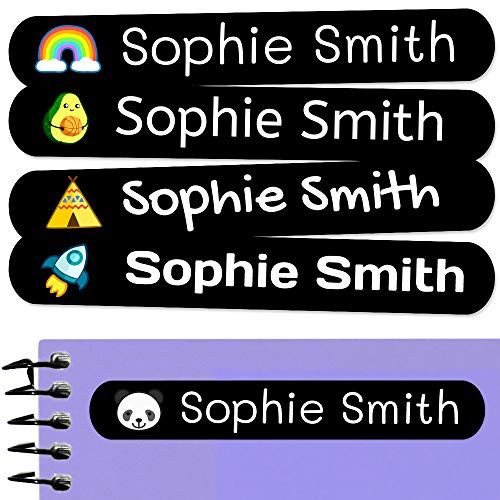 50 Personalized Adhesive Labels- 6 x 1 cm- for Marking Objects- Books- Lunch Boxes- etc. Color Black