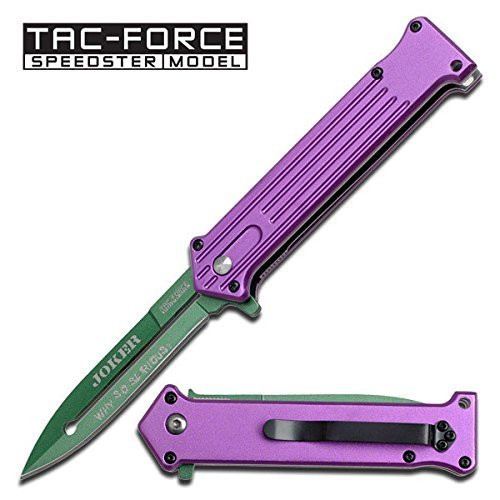 Purple and Green Joker Tac Force Fantasy Assisted Opening Folding Knife -Joker- Why so Serious-