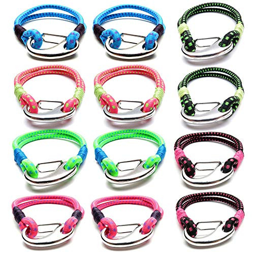 FROG SAC 12 Bungee Cord Bracelets for Teen Boys - Shock Cord Friendship Bracelet Pack for Teens - Tactical Survival Bracelets - Cool Accessories for Guy - Great Party Favors- Stocking Stuffers