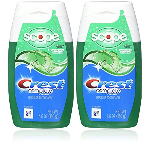 Crest Complete Whitening Plus Scope Tartar Control Toothpaste- Minty Fresh Liquid Gel- 4.6 Oz -130g- - Pack of 2