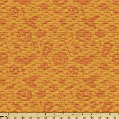 Ambesonne Halloween Fabric by The Yard- Monochrome Design Traditional October Themed Various Objects Pumpkin Bat Print- Decorative Fabric for Upholstery and Home Accents- 1 Yard- Orange Ambesonne Halloween Fabric by The Yard- Monochrome Design Traditional October Themed Various Objects Pumpkin Bat Print- Decorative Fabric for Upholstery and Home Accents- 1 Yard- Orange
