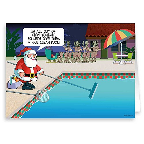 Pool Theme Holiday Card - 18 Swimming Pool Christmas Cards  and  Envelopes -Standard-