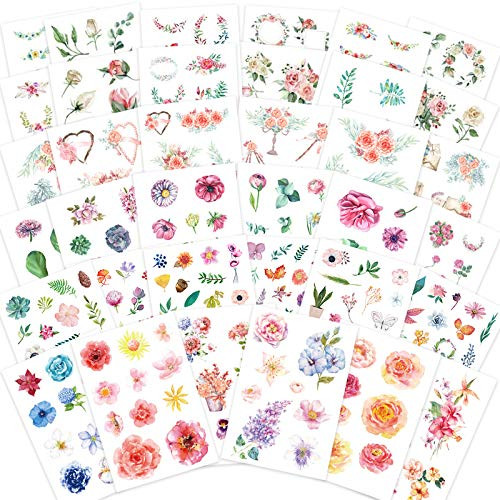 Knaid Watercolor Flower Stickers Set -Assorted 36 Sheets- - Decorative Sticker for Scrapbooking- Kid DIY Arts Crafts- Album- Bullet Journaling- Junk Journal- Planners- Calendars and Notebook Knaid Watercolor Flower Stickers Set -Assorted 36 Sheets- - Decorative Sticker for Scrapbooking- Kid DIY Arts Crafts- Album- Bullet Journaling- Junk Journal- Planners- Calendars and Notebook