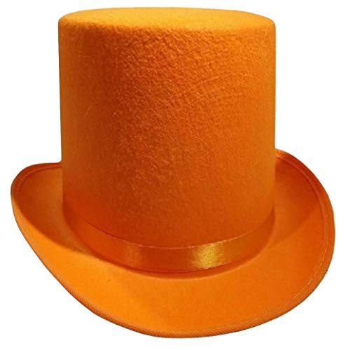 Nicky Bigs Novelties Tall Deluxe Felt Top Hat- Orange- One Size