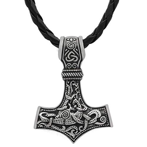 SONGCHANGJEWELRY Viking Necklace for Men - Norse Thor's Hammer Vegvisir Mjolnir Stainless Steel Viking Jewelry Men Mjolnir Compass Amulet Pendantnt -Silver Hammer- SONGCHANGJEWELRY Viking Necklace for Men - Norse Thor's Hammer Vegvisir Mjolnir Stainless Steel Viking Jewelry Men Mjolnir Compass Amulet Pendantnt -Silver Hammer-
