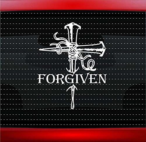 Noizy Graphics Forgiven Nails Cross Christian Car Sticker Truck Window Vinyl Decal Color- Pink