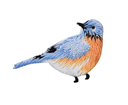 Bluebird - Blue Bird - Orange Breast - Facing Right - Embroidered Iron on Patch