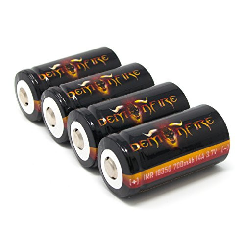 4 Piece IMR 18350 700mAh 14A 3.7V High Drain LiMn Demonfire Rechargeable Battery with Button Top 4 Piece IMR 18350 700mAh 14A 3.7V High Drain LiMn Demonfire Rechargeable Battery with Button Top