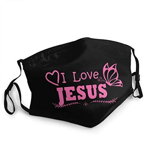 Adult Kids Cloth Face Mask I Love Jesus- Butterfly- Pink- Christian- Heart- Love Dust Masks Reusable Balaclava for Outdoor