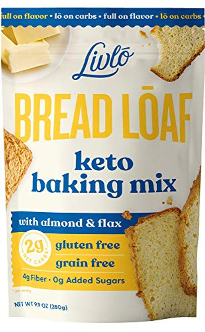 Livlo Keto Bread Mix - Low Carb and Gluten Free Baking Mix with Zero Added Sugar - Only 2g Net Carbs - Fast- Easy and Delicious Keto Friendly Food - Non-GMO and Grain Free - 12 Servings Livlo Keto Bread Mix - Low Carb and Gluten Free Baking Mix with Zero Added Sugar - Only 2g Net Carbs - Fast- Easy and Delicious Keto Friendly Food - Non-GMO and Grain Free - 12 Servings