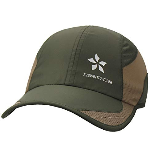 Quick Dry Sports Cap Running Hats Baseball Cap Sun Hat Lightweight Breathable Soft Adjustable for Unisex -Army Green-
