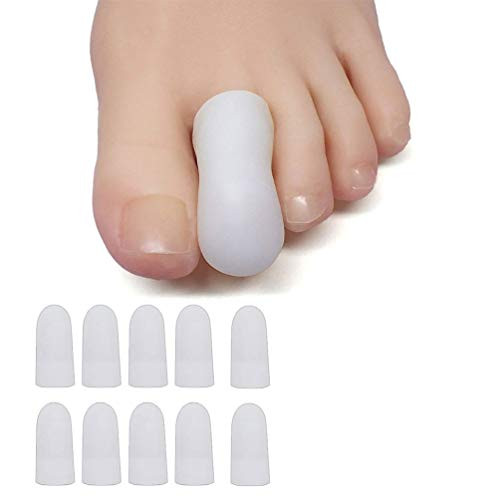 HiiBaby 10 Pieces Gel Toe Caps and Protectors- Toe Covers- Protect Toe from Rubbing- Ingrown Toenails- Corns- Blisters- Hammer Toes and Other Painful Toe Problems