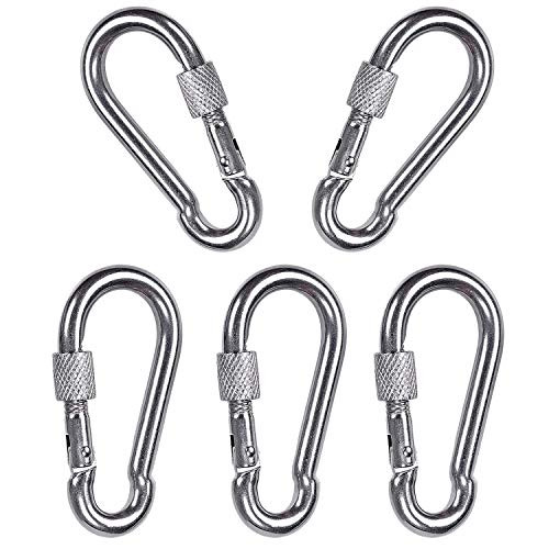 Carabiner Clips- Metown- Spring Snap Hooks- 304 Stainless Steel Large Carabiner Quick Link Heavy Duty Carabiner Link Buckle for Climbing Hiking Gym Swing Set -3.15in-5Pcs- Carabiner Clips- Metown- Spring Snap Hooks- 304 Stainless Steel Large Carabiner Quick Link Heavy Duty Carabiner Link Buckle for Climbing Hiking Gym Swing Set -3.15in-5Pcs-