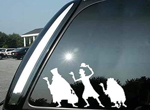 TAMZAM - Haunted Mansion Hitchhiking Ghosts Decal Vinyl Sticker White Cars Trucks Vans SUV Laptops Walls Glass Metal - 5.5 inches
