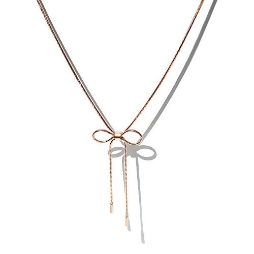 ZUOPIPI Tie The Knot Necklace Bow Choker Elegent Bowknot Pendent Love Knot Necklace Bridesmaid Gifts Bowknot Necklace for Women -Rose Gold- ZUOPIPI Tie The Knot Necklace Bow Choker Elegent Bowknot Pendent Love Knot Necklace Bridesmaid Gifts Bowknot Necklace for Women -Rose Gold-