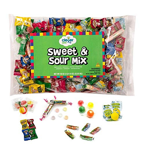 Sweet  and  Sour Mix Bulk Candy 1pound 14oz. Individually Wrapped Candy Hard Candy Tiger pops- Sour Balls- Smarties Xtreme Sour - Lemonheads -Warheads- Sour Patch Kids- Sour Party Mix