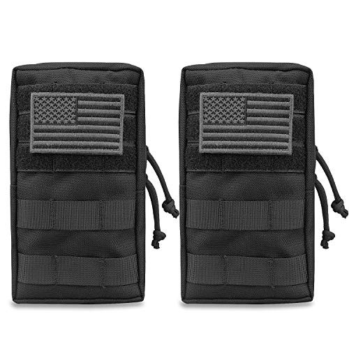 AMYIPO MOLLE Pouch Multi-Purpose Compact Tactical Waist Bags Small Utility Pouch -Black -8inch x 4.5inch Pouch - 2PCS--