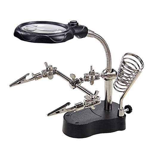 Magnifying Glass with Light and Stand - Buqikma 3.5X 12X Desktop Magnifier Adjustable Helping Hand LED Light with Clamp and Alligator Clips for Soldering- Crafting and Inspecting Micro Objects Magnifying Glass with Light and Stand - Buqikma 3.5X 12X Desktop Magnifier Adjustable Helping Hand LED Light with Clamp and Alligator Clips for Soldering- Crafting and Inspecting Micro Objects
