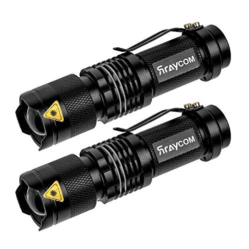 Rraycom 2pack Waterproof Flashlights- LED Tactical Mini Handheld Flashlight- 300lm Ultra Bright- Zoomable- Support 3 Lighting Modes- for Camping- Outdoor- SOS- Hiking- Home Essential