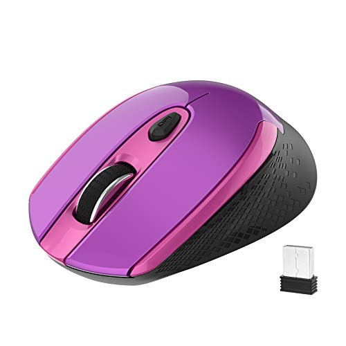 Wireless Mouse for Laptop- 2.4G Computer Mouse Less Noise- PINKCAT Ergonomic Cordless Mouse with USB Receiver and 3 Adjustable Levels for PC- Deskbtop- MacBook-Purple