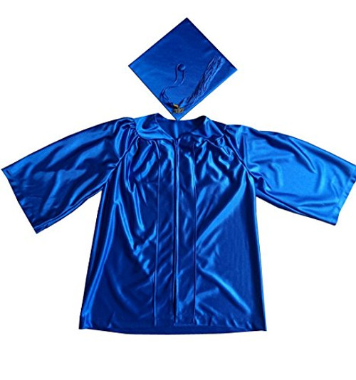 Grad Days Kindergarten Graduation Gown Cap Tassel 2021 Shiny Royal Blue 39-4'6''-4'8''-