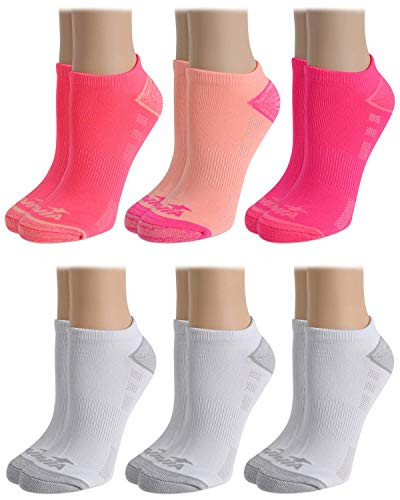 Avia Women's Pro Tech Performance Moisture Wicking Athletic No Show Socks -6 Pack-- Size Shoe Size- 4-10- Pink