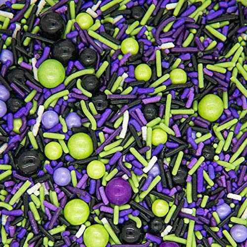 Halloween Sprinkles for Cake- Cookie- Cupcake Decorating- and Baking - Fancy Edible Cake Sprinkles and Toppings in Violet Jimmies- Purple Nonpareils- and Black Sugar Pearl Sprinkles for Cupcakes Halloween Sprinkles for Cake- Cookie- Cupcake Decorating- and Baking - Fancy Edible Cake Sprinkles and Toppings in Violet Jimmies- Purple Nonpareils- and Black Sugar Pearl Sprinkles for Cupcakes
