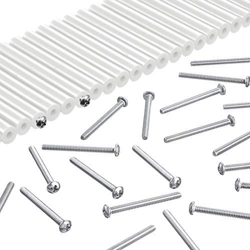 48 Pieces Electrical Outlet Extender Kit Includes 24 Pieces 3 Inch Switch and 24 Pieces 1-1/2 Inch 6-32 Thread Flat Head Device Mounting Extra Long Electrical Outlet Screws -White-