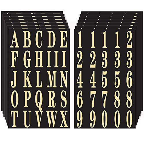 16Sheets Mailbox Numbers Sticker Set- Self-Adhesive Vinyl Letters Numbers for Mailbox- Signs- Window- Door- Cars- Trucks- Home- Business- Address Number -Black and Gold-