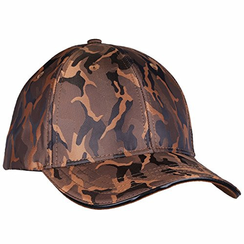 moonsix Baseball Cap-Unisex Camo Printed 6 Panel Polyester Satin Dance Summer Visor Sport Hat-Brown